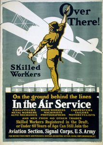在那边！技术工人在线后面的地面 - 在空中服务，1917年